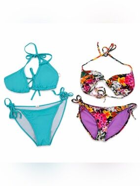 Xhilaration & Teal Bikini Swimsuit Lot Tops M Bottoms L